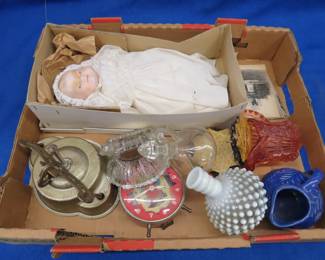 Lot 379. Vintage Robertshaw Controls Company, Lux Time Division alarm clock, hobnail vase, pink depression glass, and more
