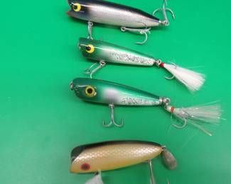 Lot 46. Vintage Shakespeare wooden Jerkin Lure, Clarks wooden Water Scout, and a Devils Horse bait