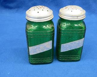 Lot 193. Vintage green glass salt & pepper shakers