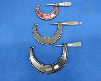 Lot 401. Set of three Starrett outside micrometers: 1" - 2", 2" - 3", 3" - 4"