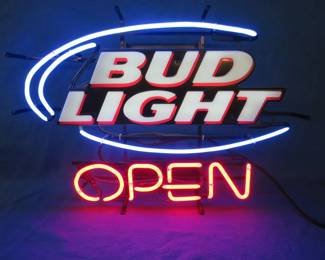 Lot 11. Neon Bud Light open sign. Works great.