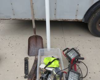 Lot 34. Double shop light, three-size hitch , and more