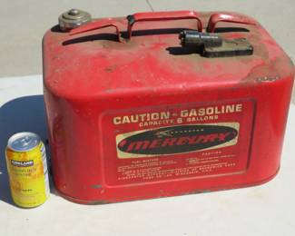 Lot 240. Six-gallon Kiekhaefer Mercury boat gas can