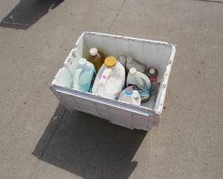 Lot 124. Tote with household chemicals