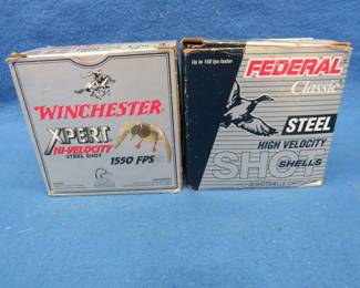 Lot 305. 39 12-gauge 2 3/4" steel shot rounds. 24 Winchester #4 shot and 15 Federal #2 shot.