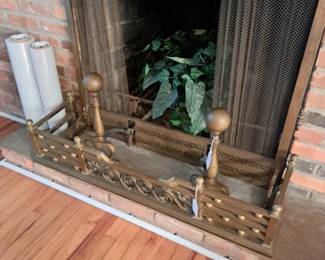 FIREPLACE BUMPER AND ANDIRONS