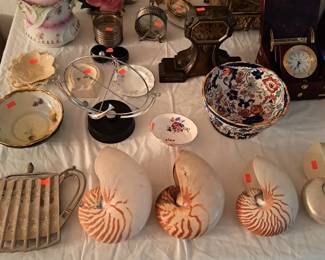 POTTERY, CLOCLKS, RARE SHELLS, BELEEK