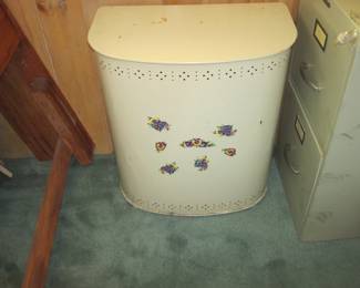 Vintage Metal Clothes Hamper 