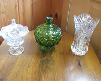 Covered Candy Dishes, Crystal Leaded Glass Vase