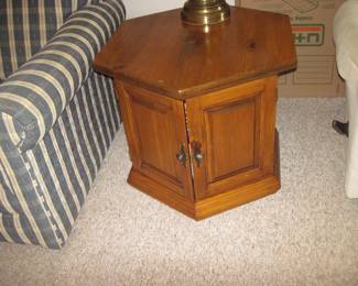 Vintage Octagon End Table with Storage