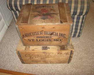 Vintage Wooden Crate Boxes--  Anheuser-Busch Centennial 1876-1976, Grand Rapids Brewery 