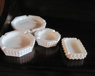 Hobknob Milkglass Vintage Ashtrays