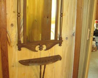 Ornate Eagle topper Mirror, Metal half wall mount shelf