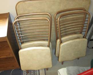 Set of 4 Metal Folding Chairs, Matching Card Table 