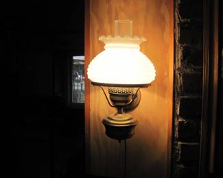 Vintage White Milk Glass Hobnail Sconce Hurricane Style Wall Mounted Lamp