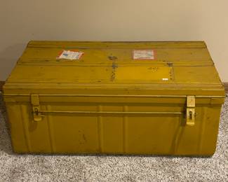 Vintage metal shipping trunk