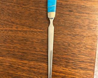 Turquoise and wood letter opener