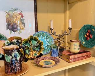 selection of majolica pieces