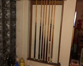 Vintage cue sticks