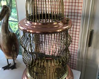 Beautiful vintage brass and copper bird cage