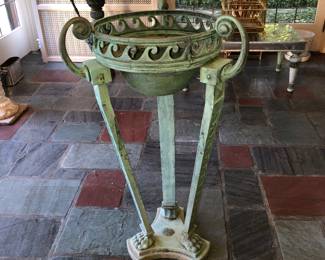 Interesting antique bronze tripod brazier or urn planter