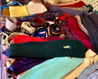 A vast amount of men’s vintage accessories including ties, scarves, pocket squares leery…