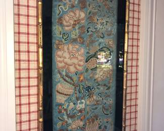 Antique Chinese silk, One of a pair