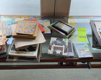 Leather Clad Coffee Table and Coffee Table Books