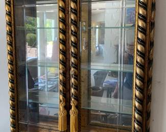Horchow Carved Wood and Beveled Glass Curio Cabinet