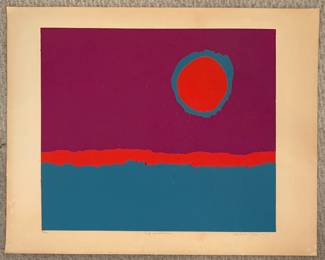 "Red Landscape" 1967 Antonio Tonan Lithograph 9/10