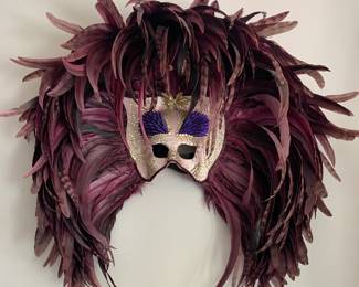 Jim Lewis Custom New Orleans Large Feather and Beaded Mask (N.O. Madness Masks)