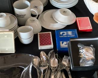 Assortment of Airline and Cruise Ship China and Flatware