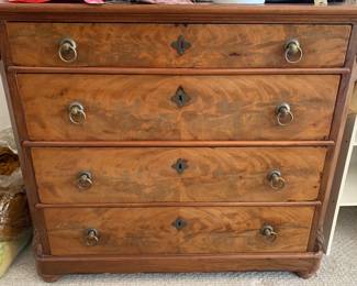 Extraordinary Burlwood Four Drawer Antique Chest