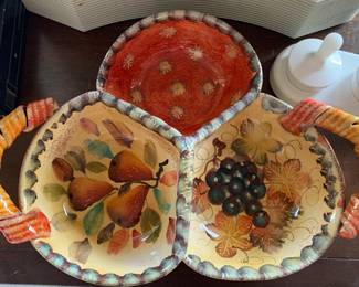 Three Bowl Serving Piece by Gump's from Italy