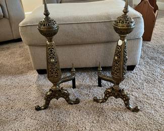 Large Brass Andirons 