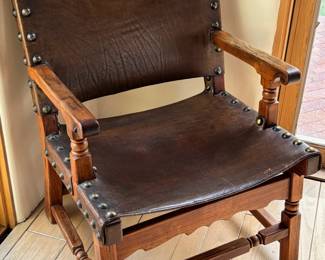 Vintage Leather and Wood Chair