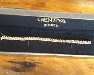Sterling silver with gold overlay and diamond bracelet.