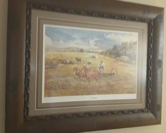 Hay time by Jack Deloney... beautiful leather look custom framed by the McLemore's.