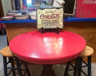Round Kitchen Table with 2 Bar Stools