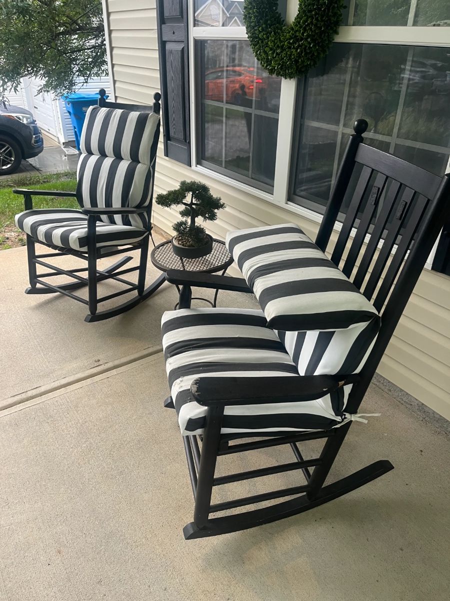 Outdoor rockers with cushions