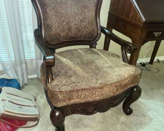 SOFT PAISLEY PRINT SHEILD-BACK ARMCHAIR