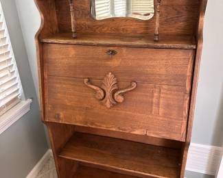 Antique Oak Secretary Desk 30”w 12”d 60”h