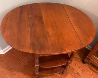 (5) Drop Leaf Bar Cart / Tea Cart with wheels, Pulaski 274 markings. 30"w 18"d 28-1/2"h, each leaf 10"d. $225