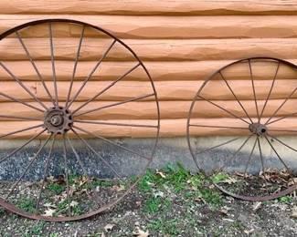 Antique 14 Spoke Metal Wagon Wheels