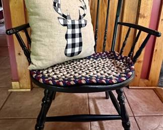 Antique Windsor Black Fan Back Chair