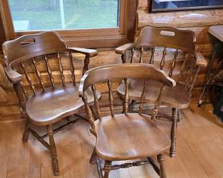 Mid-Century Spindle Pub Captain's Dining Chairs