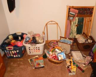 Baskets of Yarn & Cross-stitch 