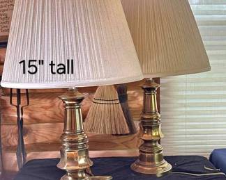 Vintage Pair of Cleveland Lamp Co Brass Lamps w/Shades