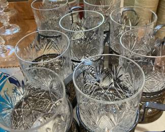 Russian tea glasses with ornate metal frames