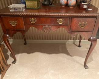 Mahogany 3 drawer desk with brass hardware